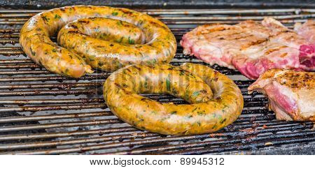 Sai Aua And Grilled Pork (notrhern Thai Spicy Sausage ) ,chiang Mai , Thailand