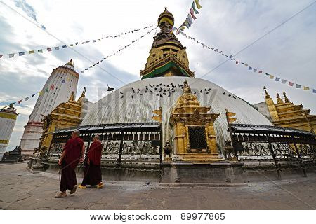 Buddhist Stupa Of Swayambhunath, Kathmandu Remained Intact After The Massive Earthquake That Hit Nep