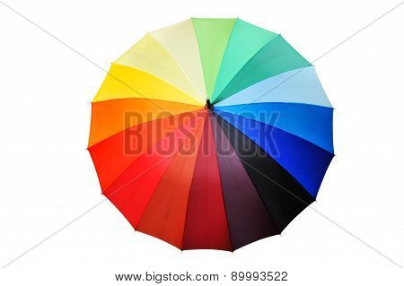Opened Multicolored Umbrella Isolated On A White Background