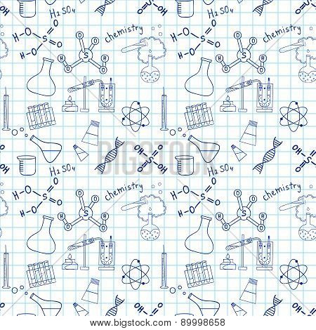 Seamless sketch of science doddle elements.