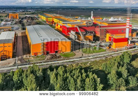 Aerial view on iron and steel works factory. Russia