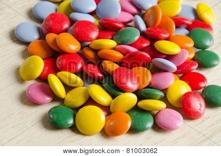 colorful sugar-coated chocolate smarties