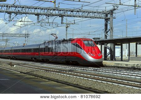 high-speed train at the railway station