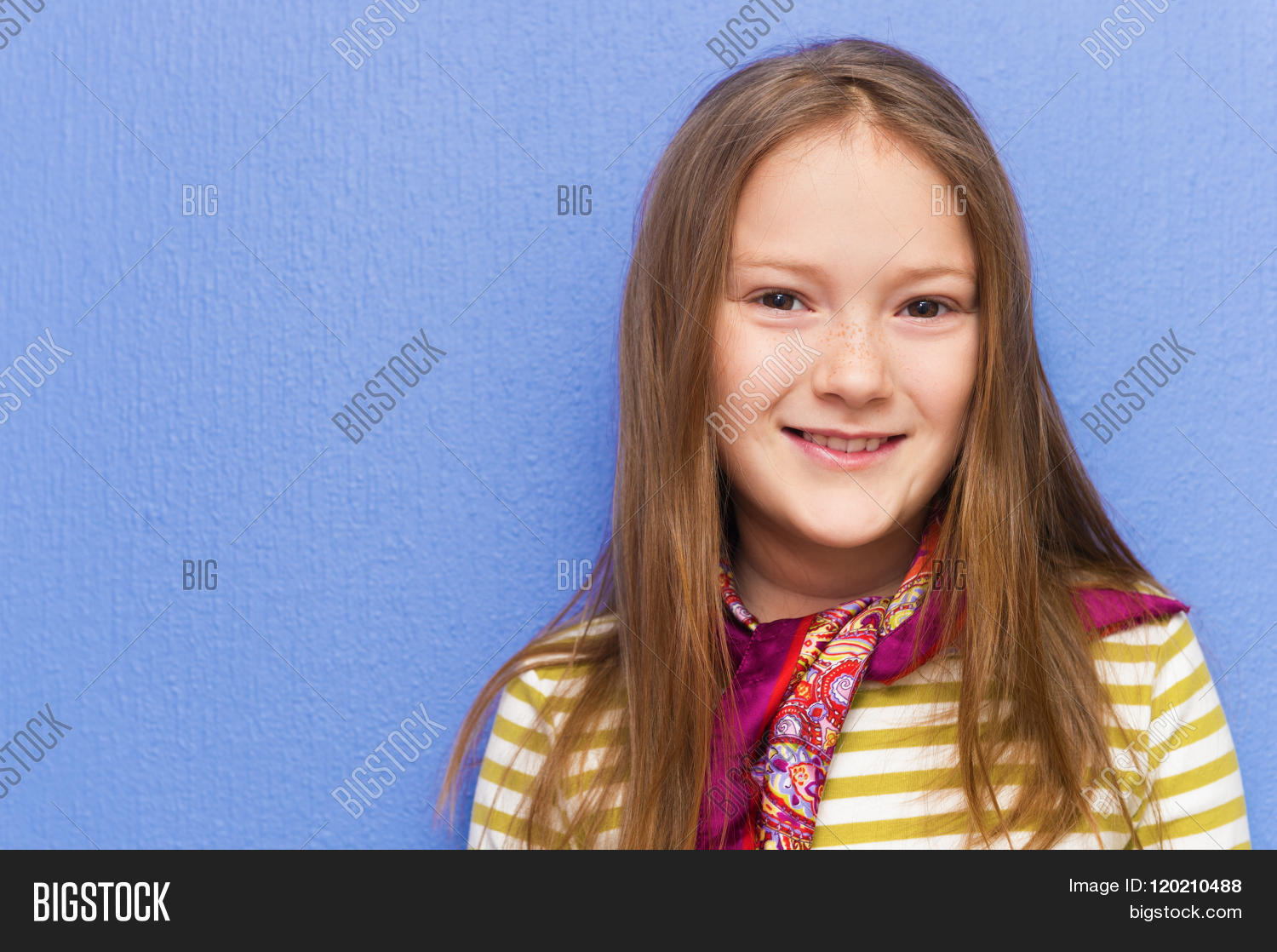 close up portrait of adorable little girl of 8-9 years old