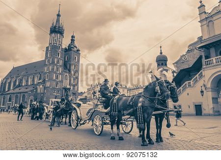 horse carriage at krakow, slovakia