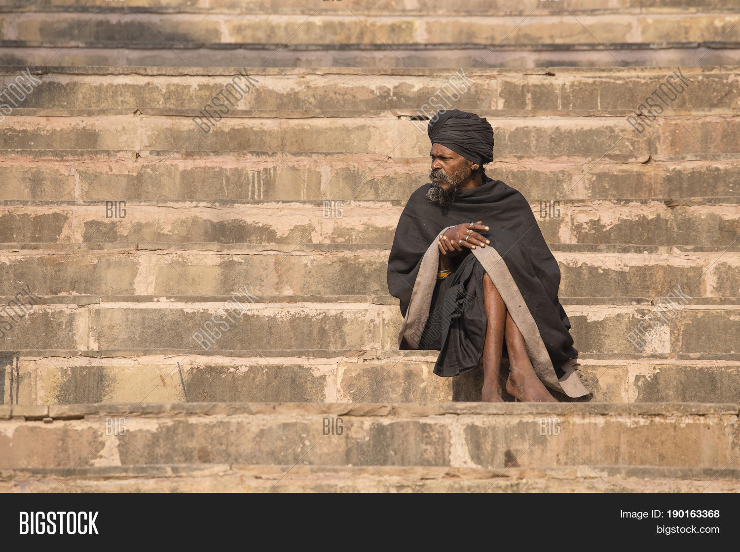 varanasi india - january 25 2017 : portrait of shaiva sadhu holy