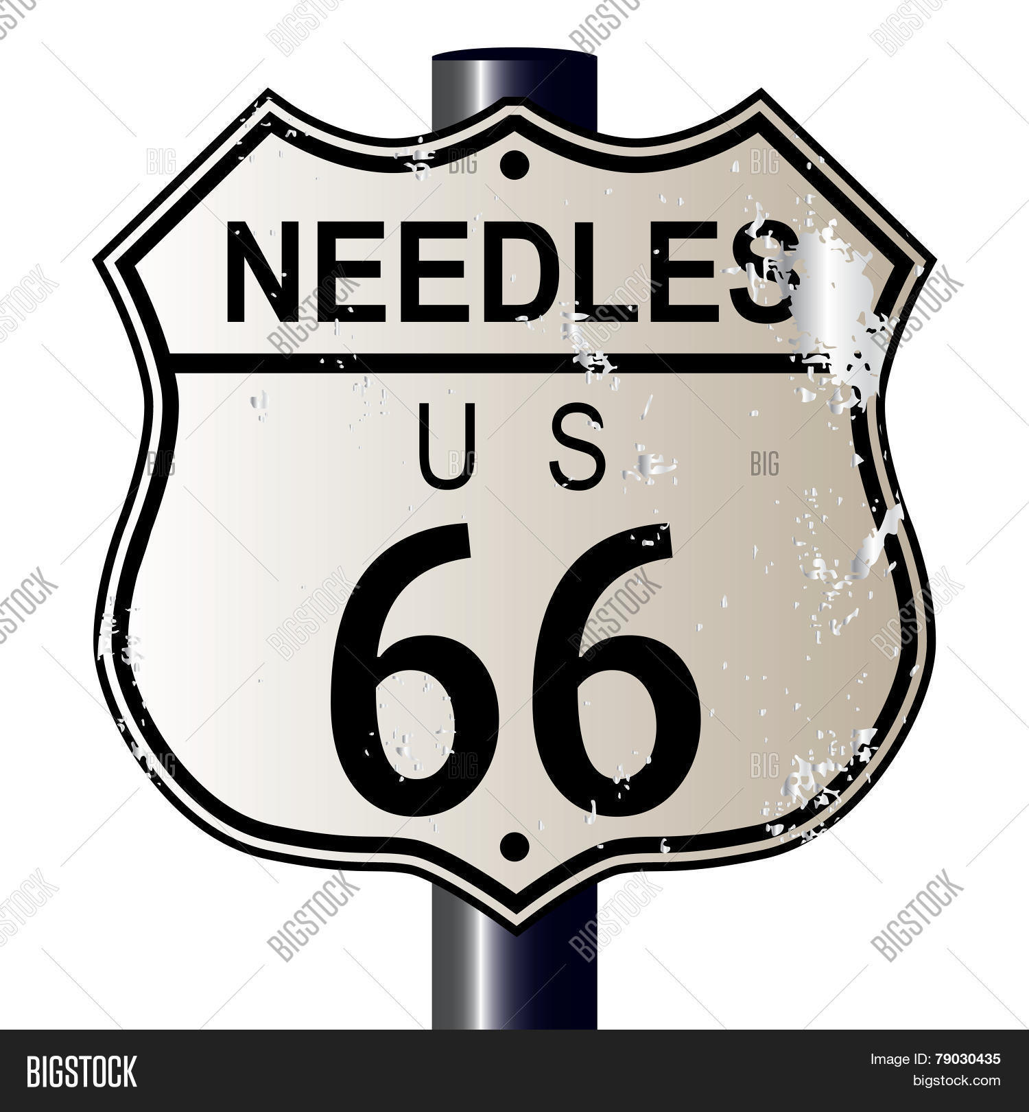 needles route 66 traffic sign over a white back