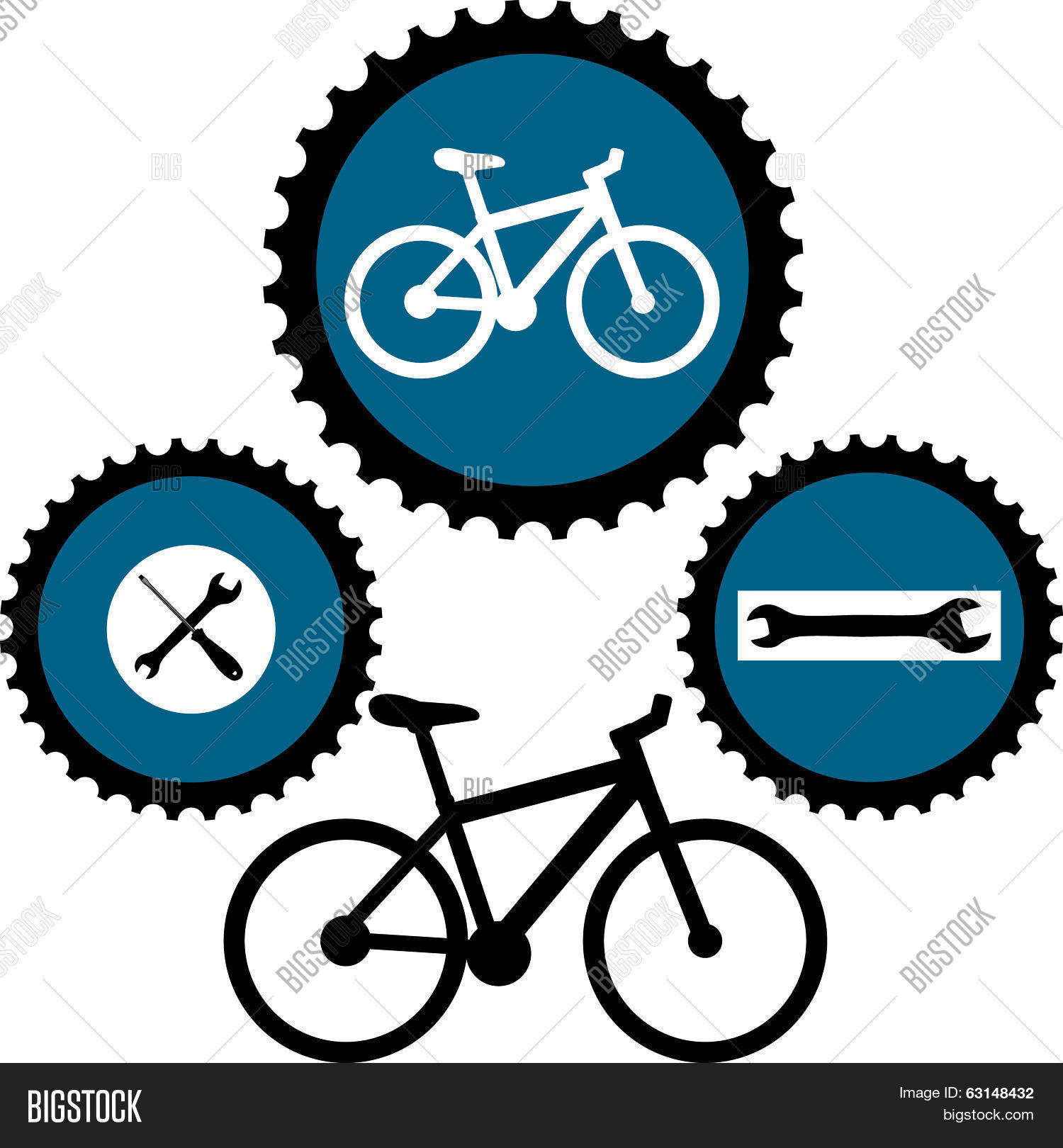 vector illustration with sign for bicycle service