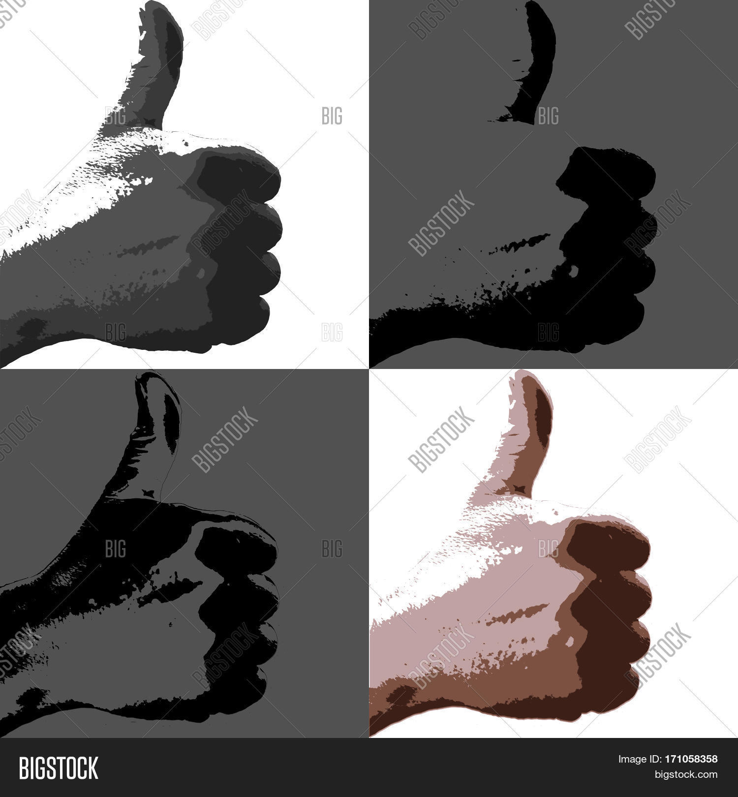 hand finger up sign. thumb up symbol. grunge design style.