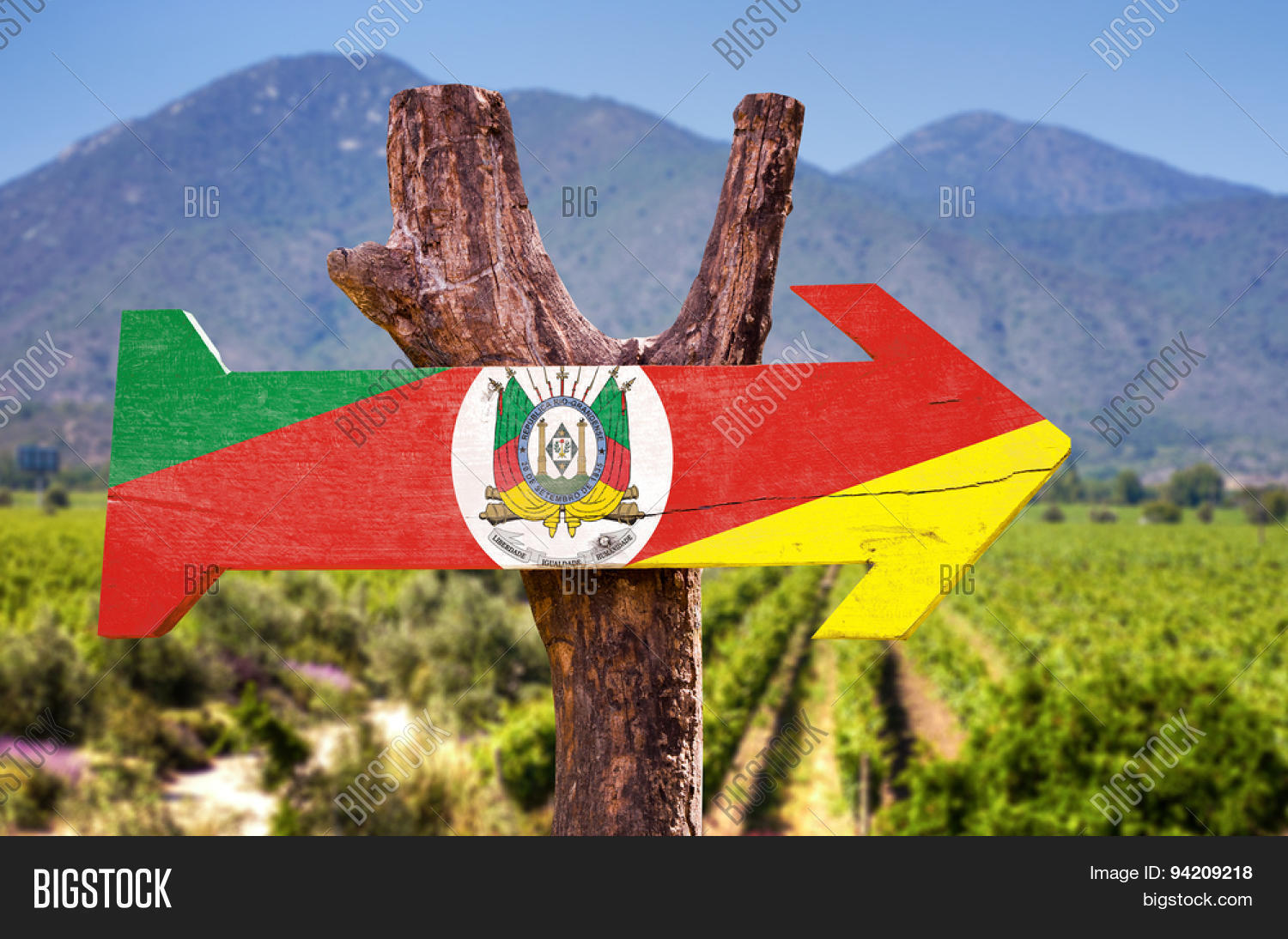 rio grande do sul wooden sign with vineyard background