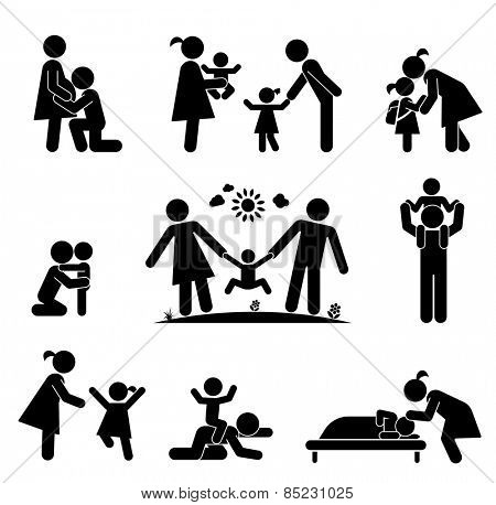 pictogram presenting parental love and care for children.