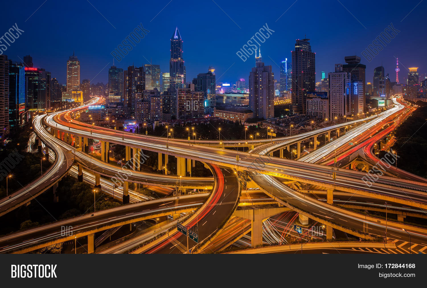 shanghai elevated road junction and interchange overpass at