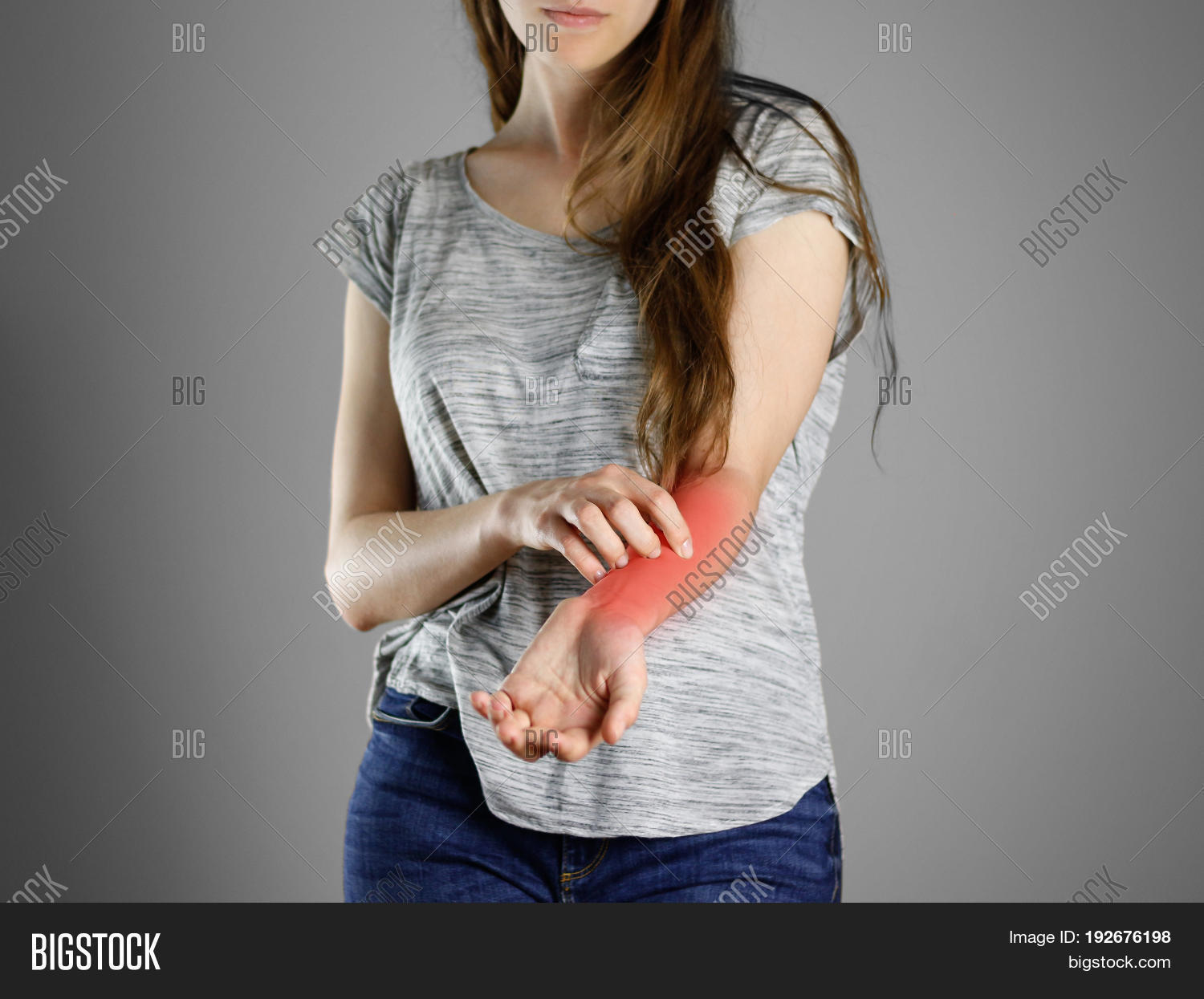 scabies. scratch the hand. isolated.