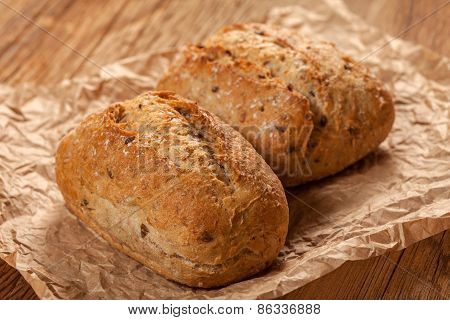 freshly baked crusty rolls.