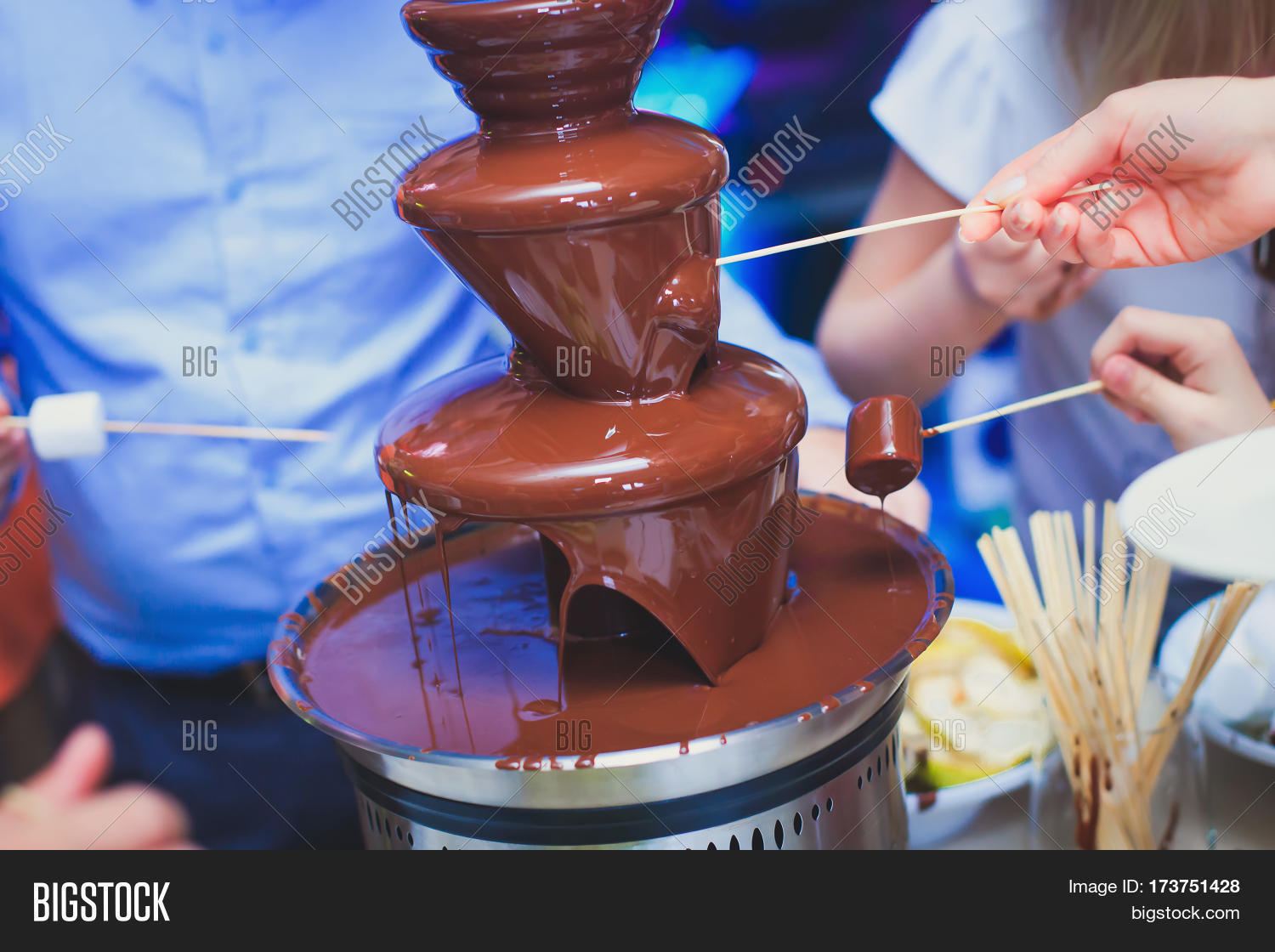 vibrant picture of chocolate fountain fontain on childen kids