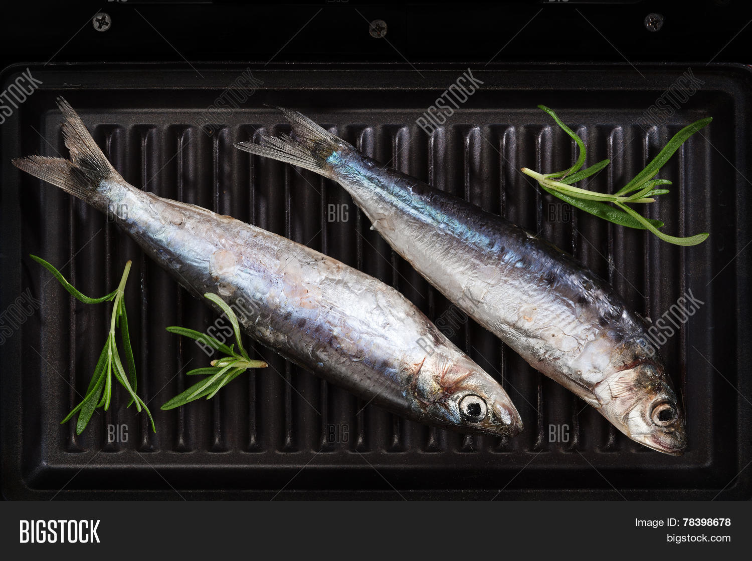 two fresh fish on roast.