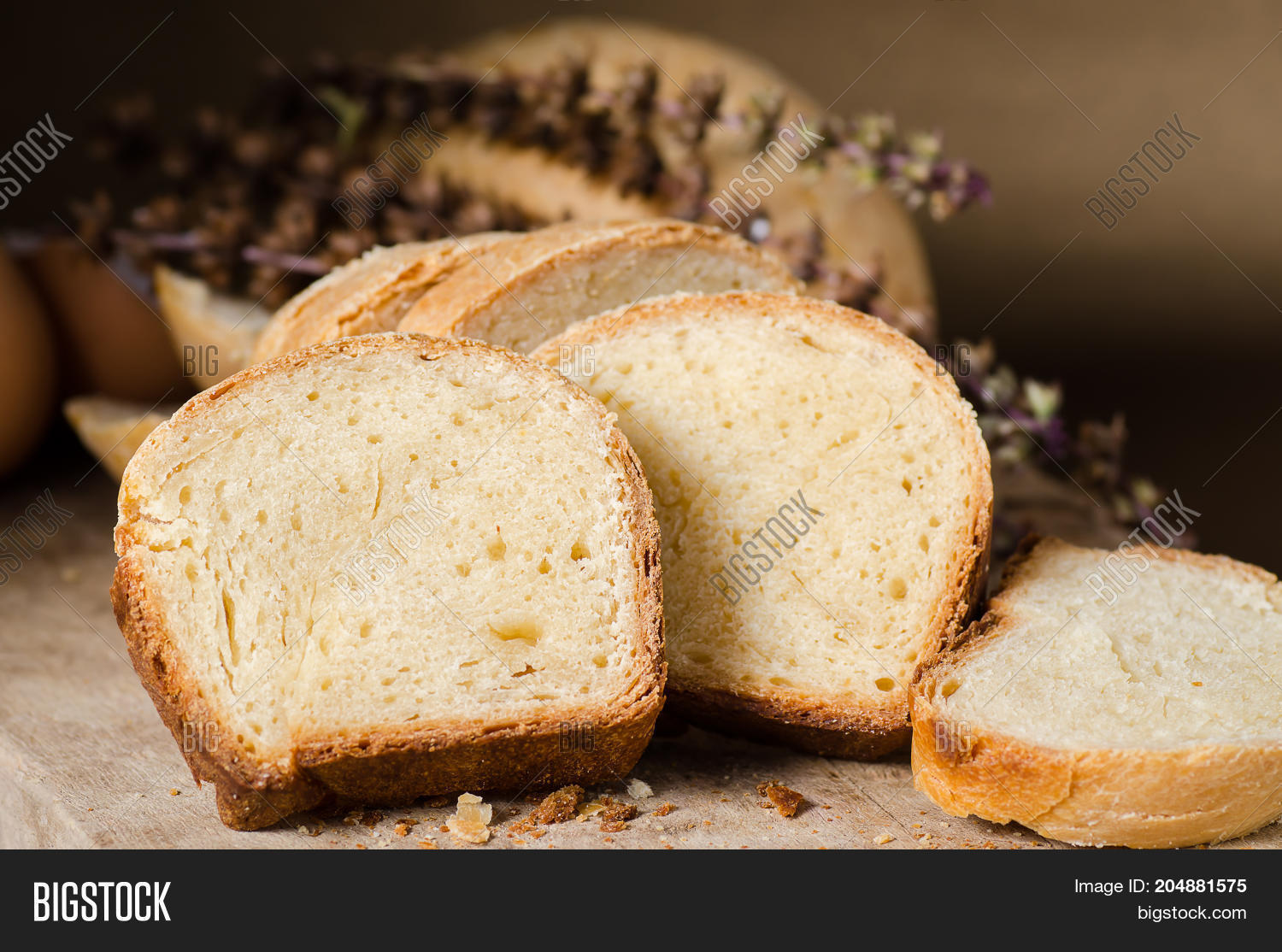 sliced bread on rustic wooden,homemade bakery cooking at home
