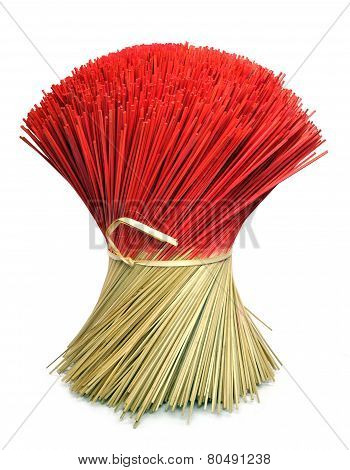 bunch of incense joss sticks isolated on white background