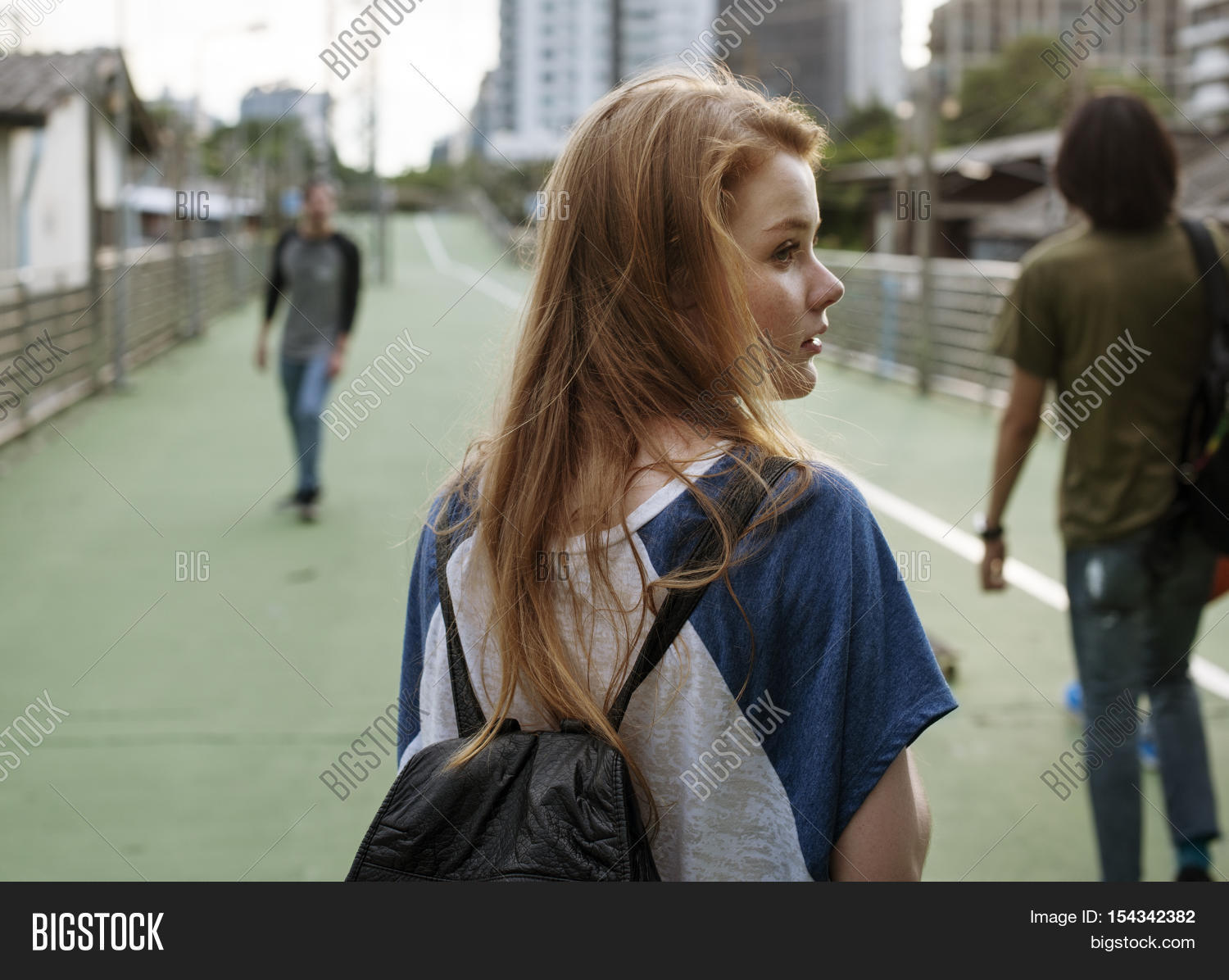 girl commuter walking city life lifestyle hangout concept