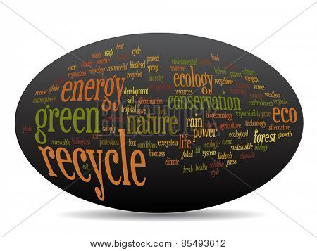 concept or conceptual 3d oval or ellipse abstract green ecology