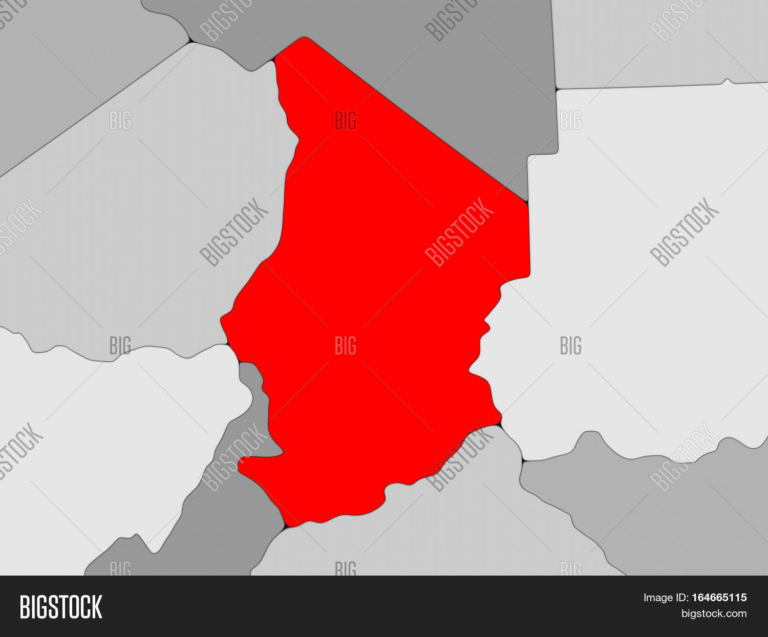 map of chad on globe highlighted in red. 3d illustration