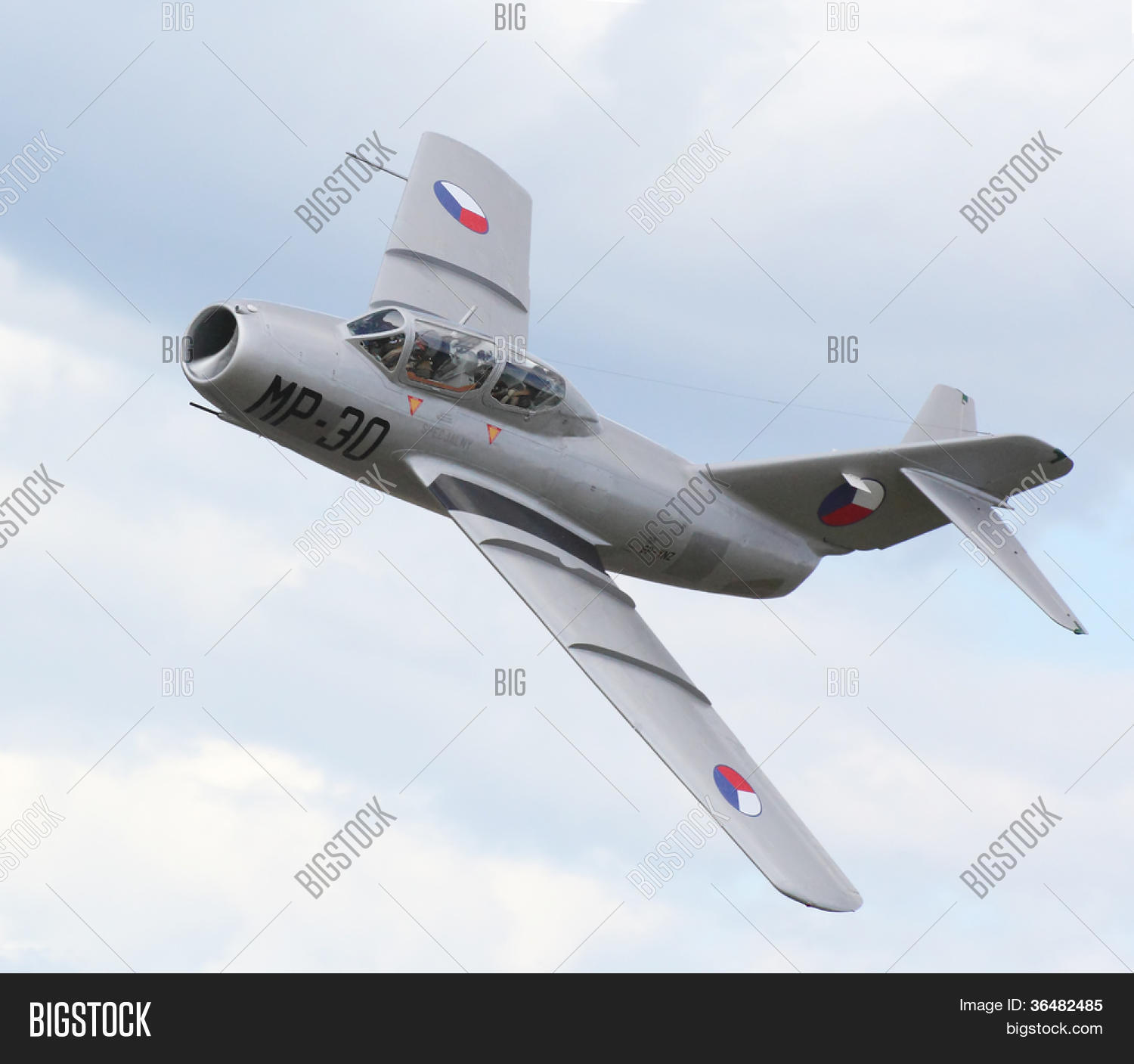 czech republic - august 26: famous soviet fighter jet mig-15tii