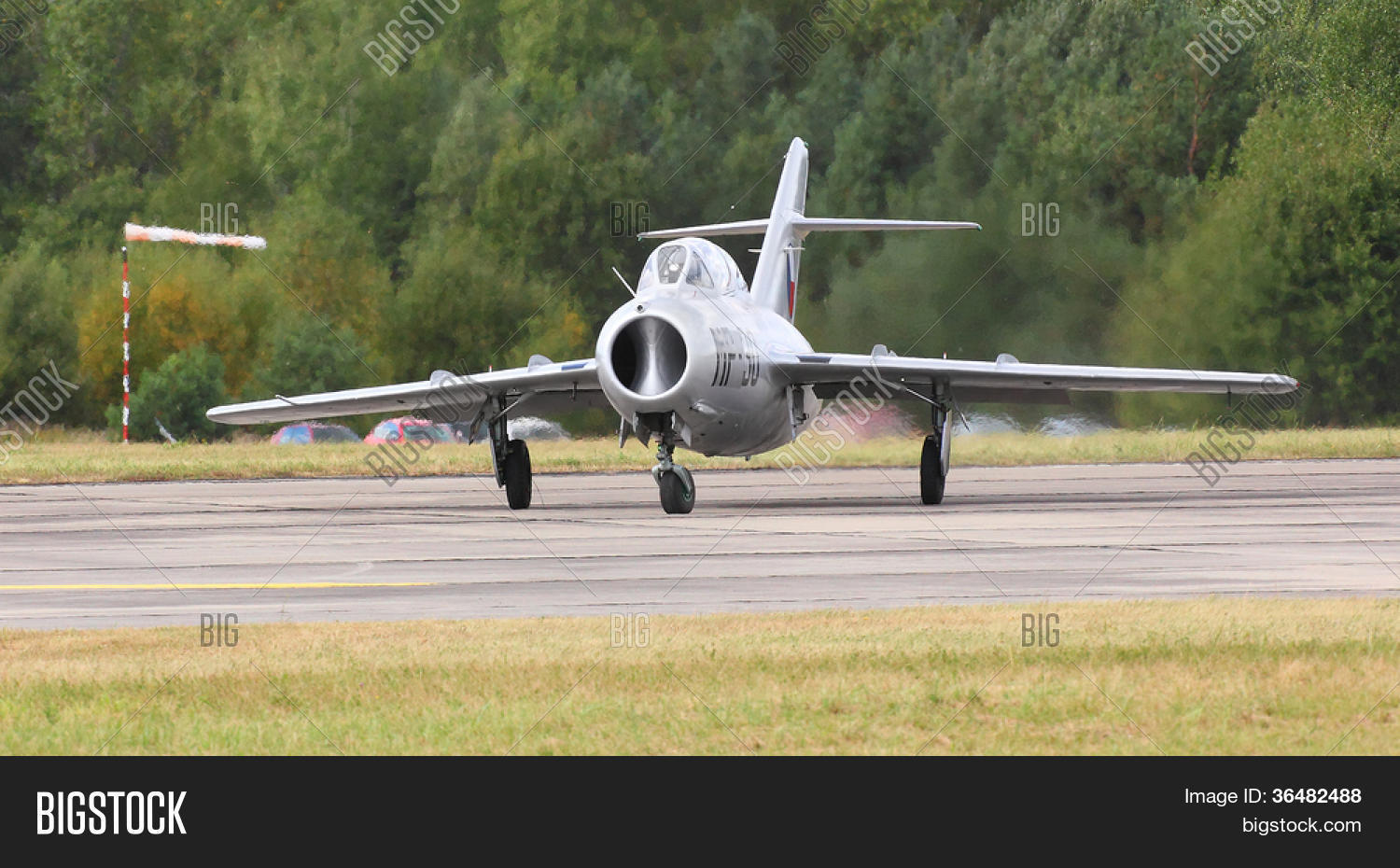 czech republic - august 26: famous soviet fighter jet mig-15tii
