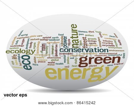concept or conceptual 3d oval or ellipse abstract green ecology