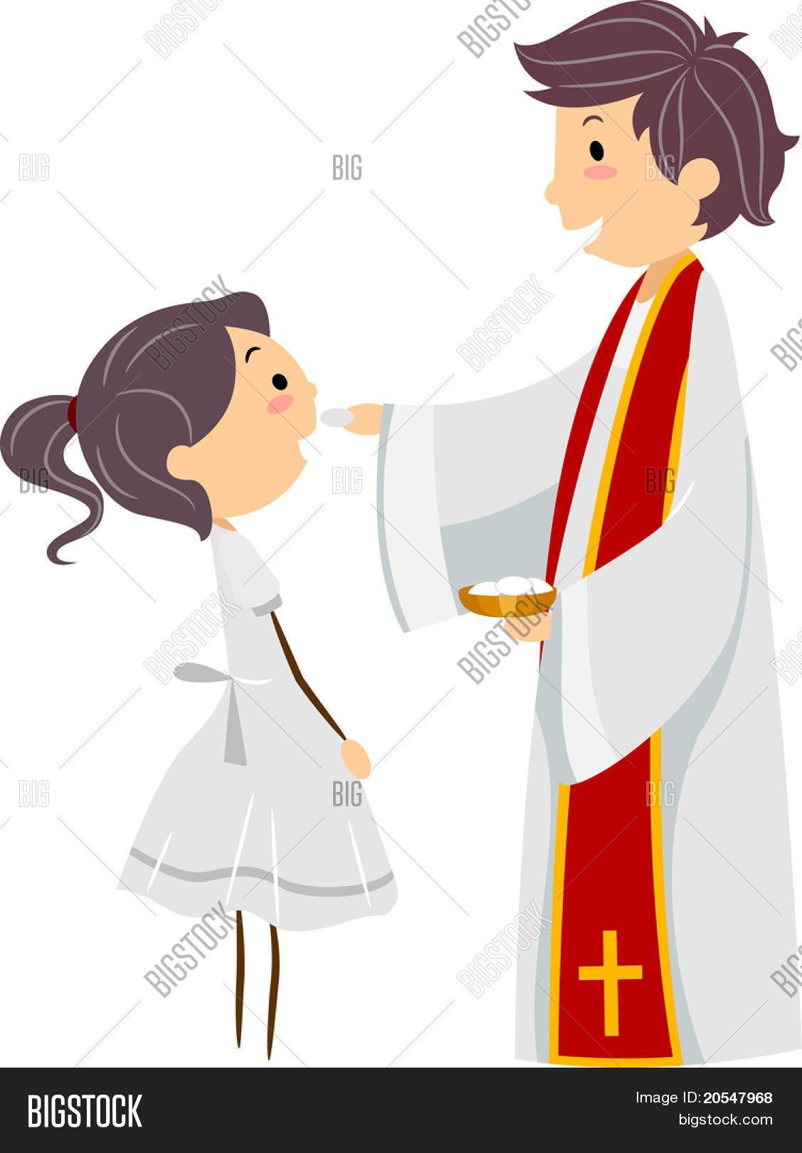 一个女孩参加圣餐的插图