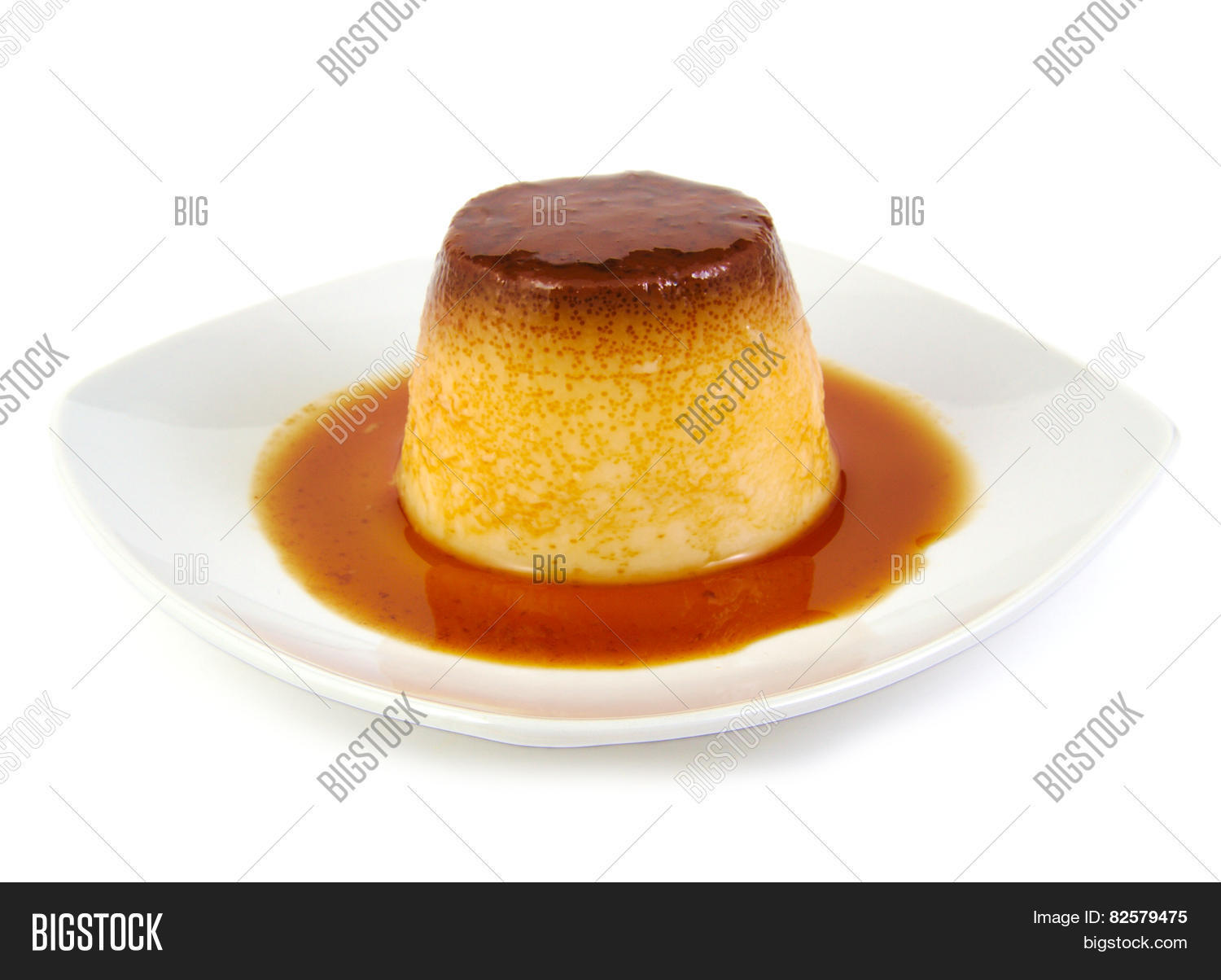 closeup of creme caramel, caramel custard or custard pudding on
