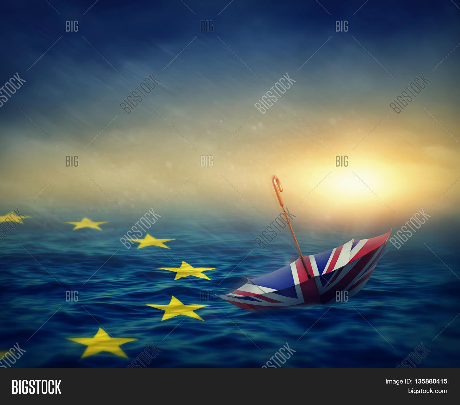 umbrella with the flag of the united kingdom and sea with the