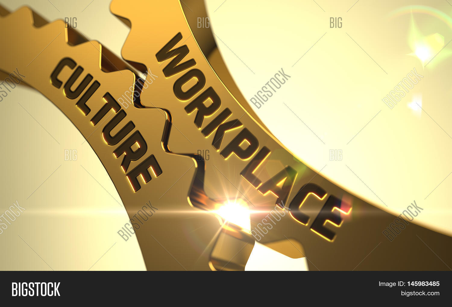 workplace culture on mechanism of golden metallic cog gears.