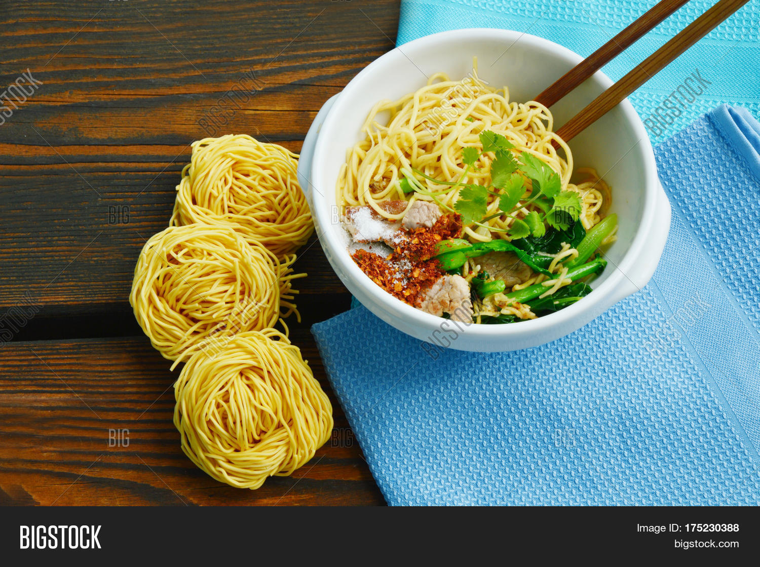 close up from stir-fried noodles.