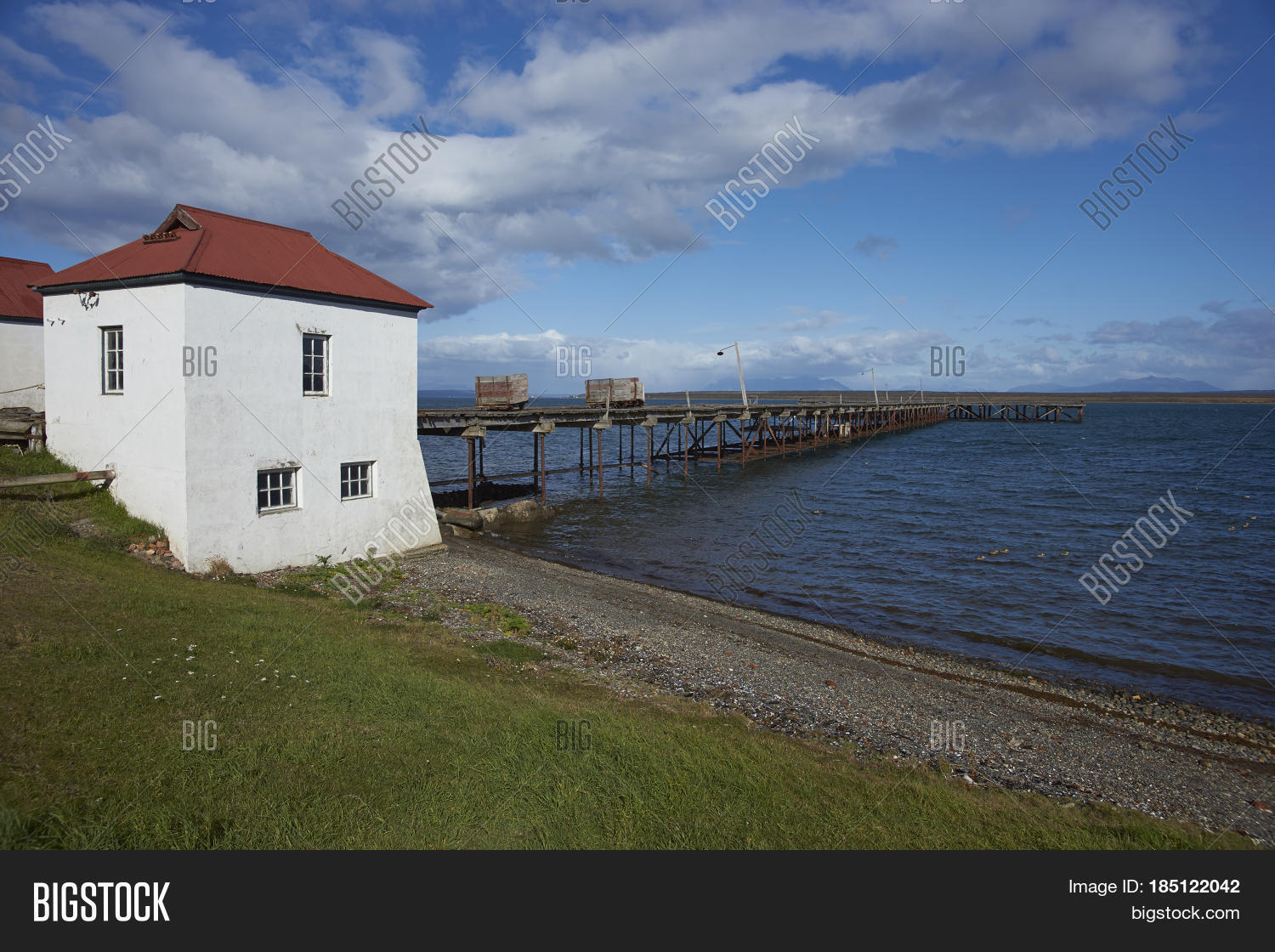 puerto natales, chile - april 10, 2017: historic buildings and