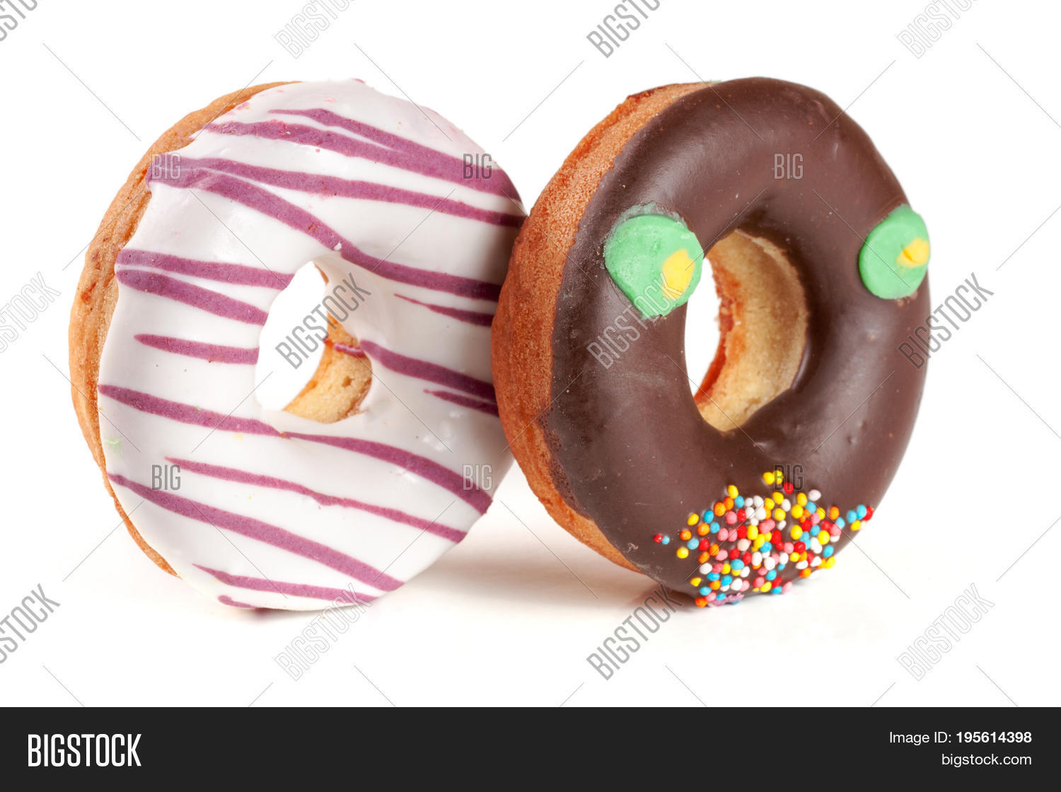 two glazed donut isolated on white background.