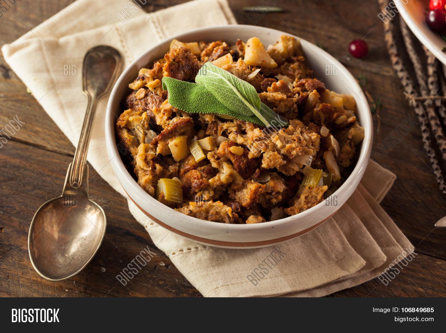 homemade thanksgiving day stuffing with sage and celery