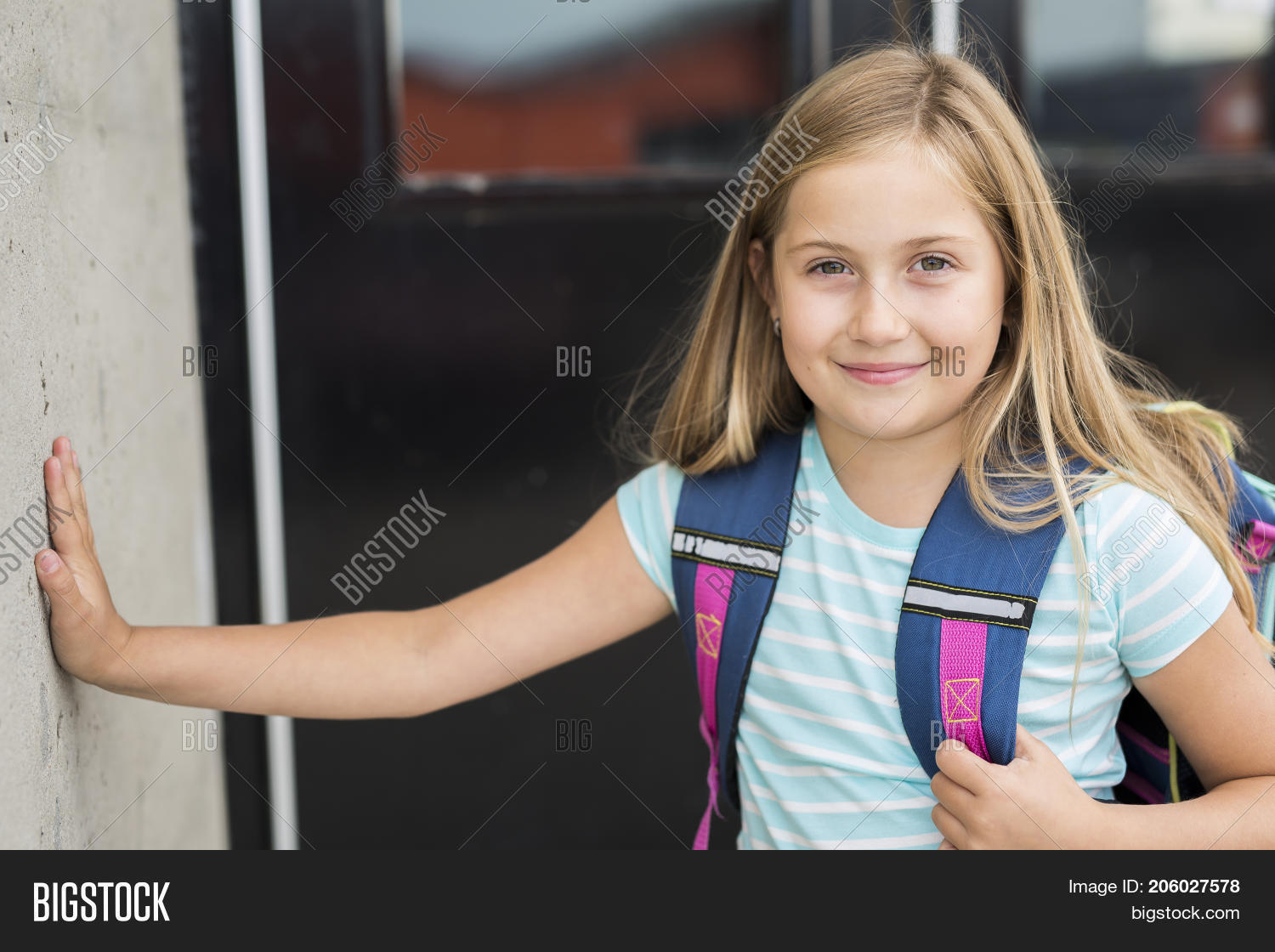 a nine years old girl student at school