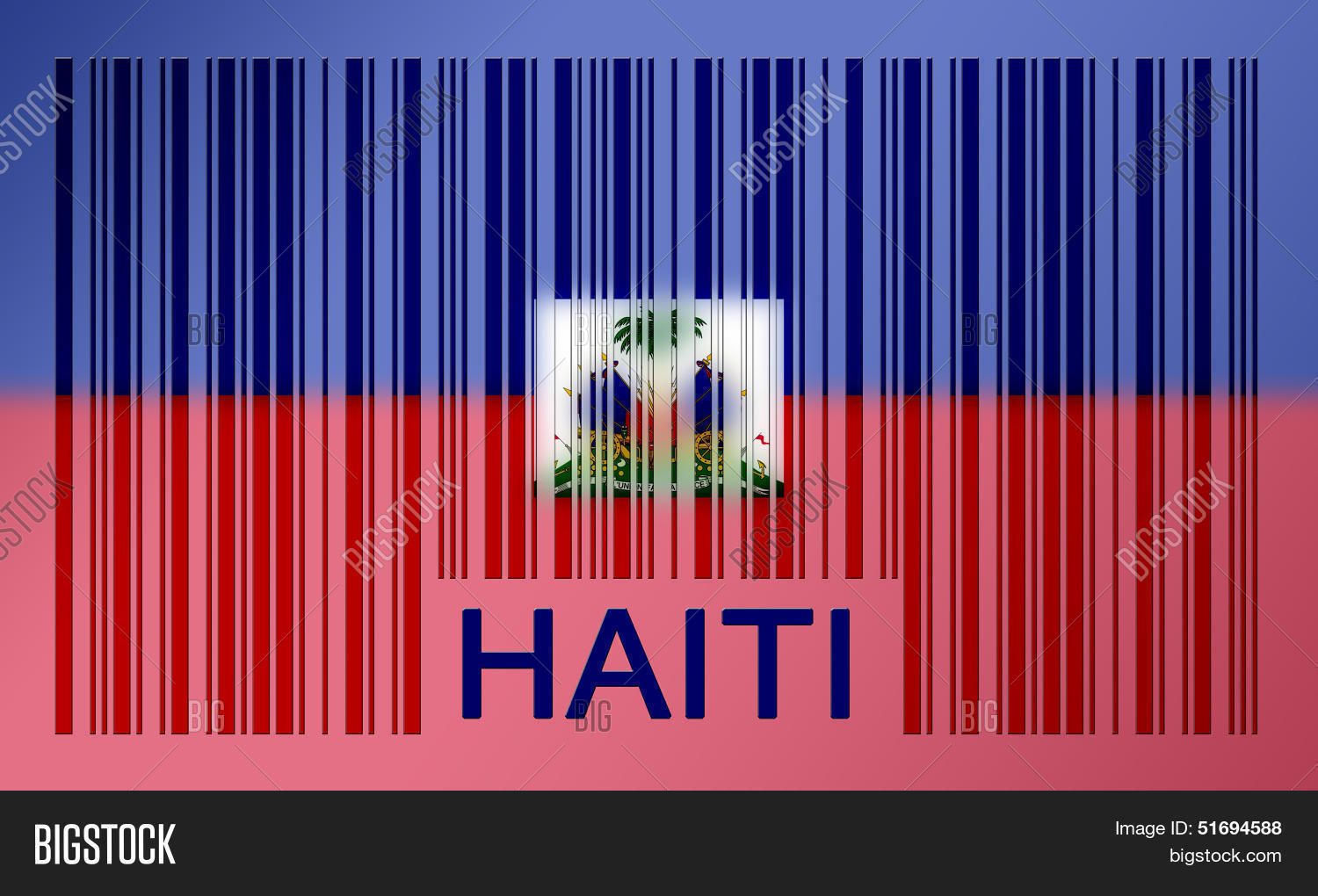 flag of haiti painted on barcode surface