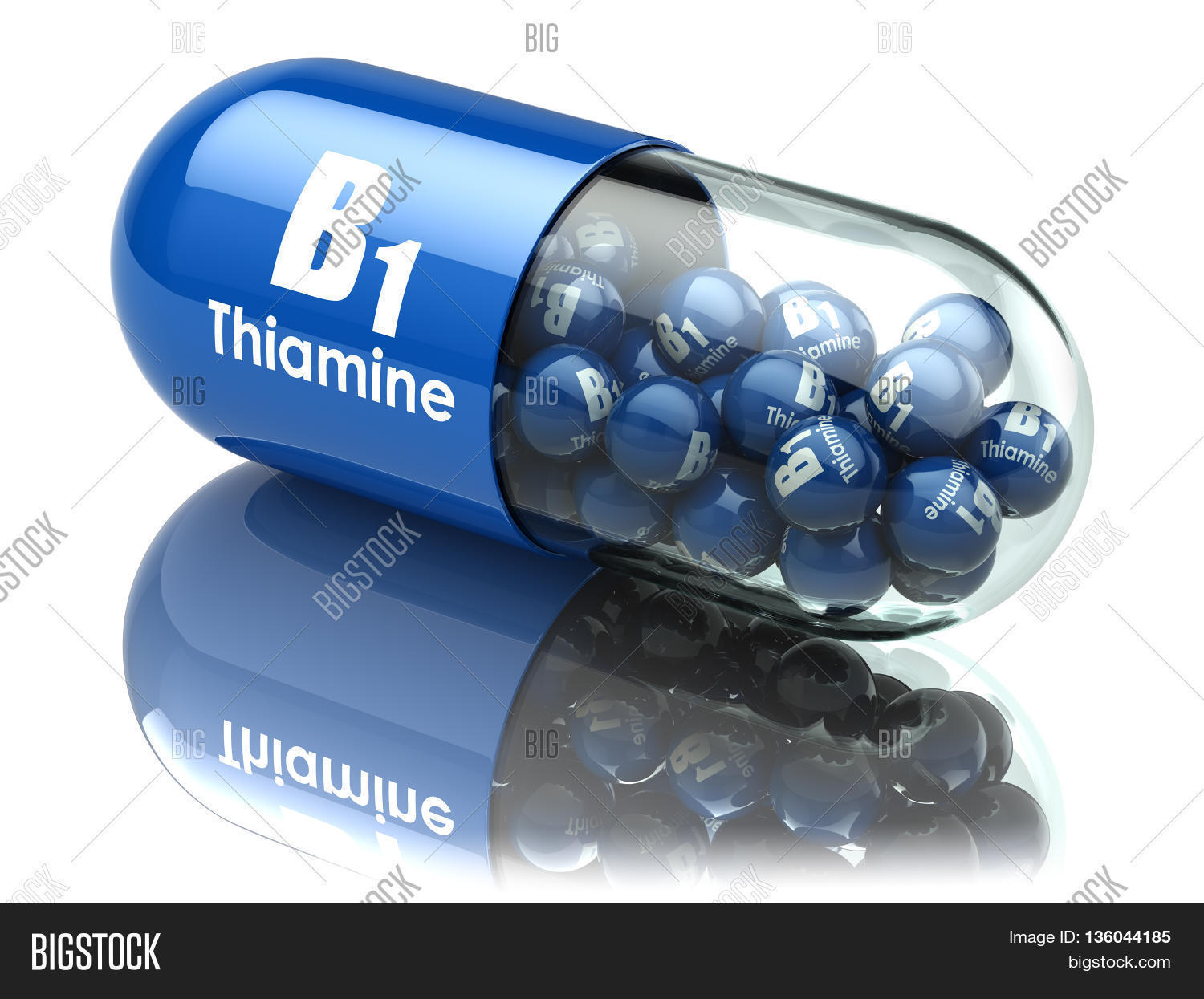 vitamin b1 capsule. pill with thiamine. dietary supplements.