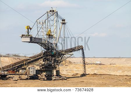 opencast brown coal mine. giant excavator.