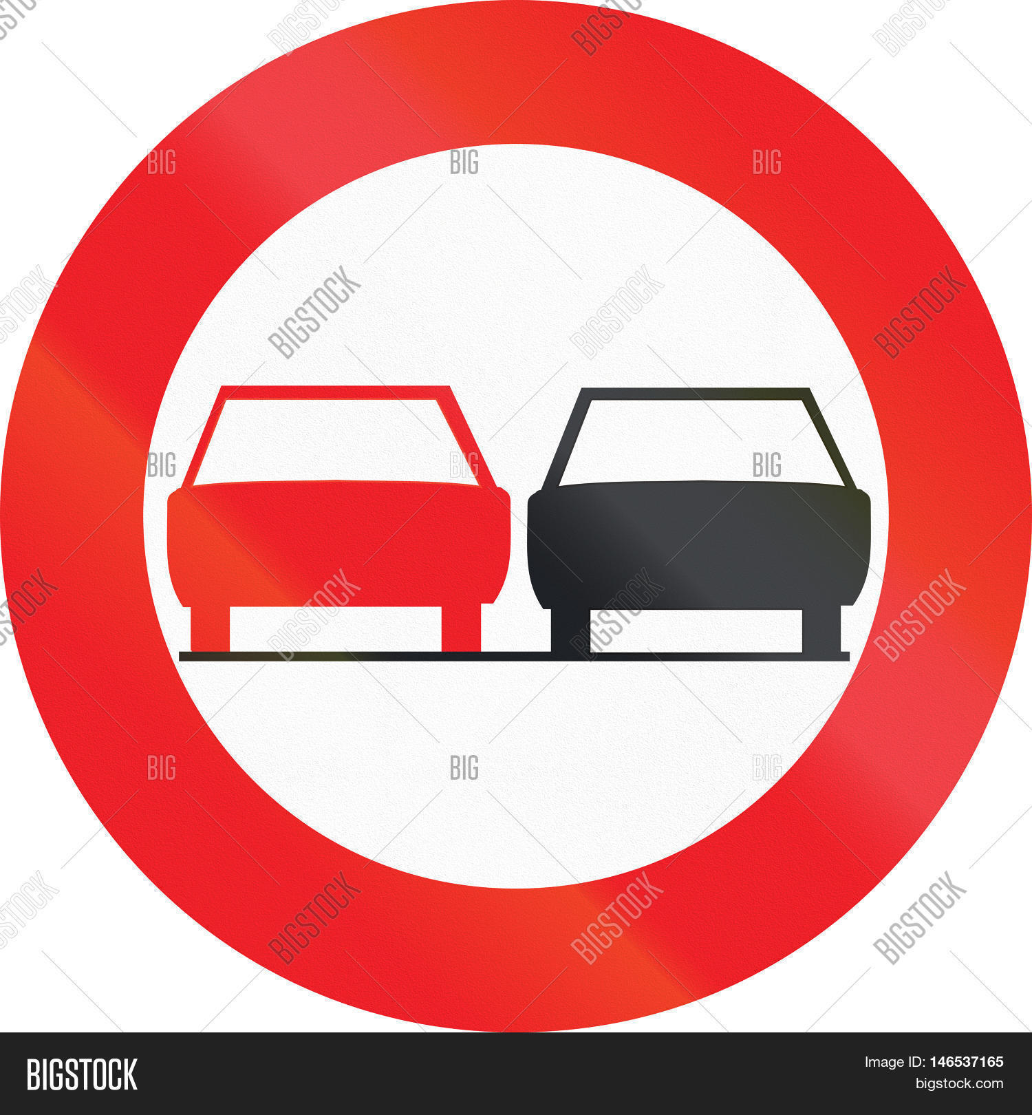 belgian regulatory road sign - no overtaking.