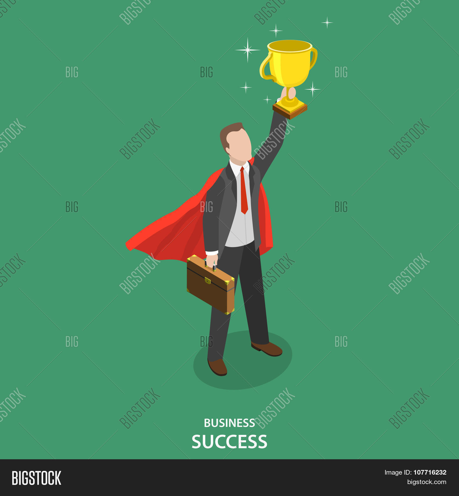 business success isometric flat vector concept.