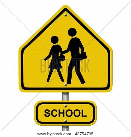 学校人行警告标志