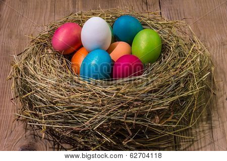 nest with easter eggs