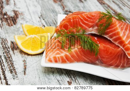 portions of fresh salmon fillet