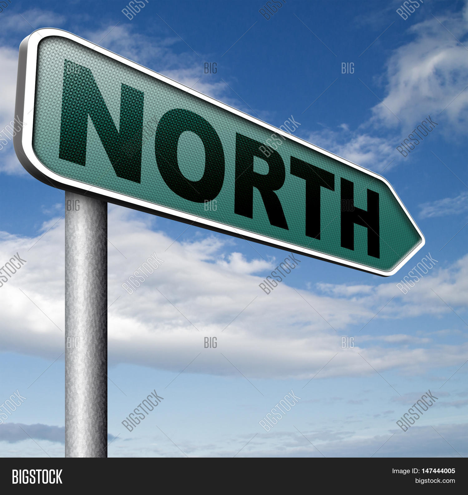 north geographical compass direction north pole 3d illustration