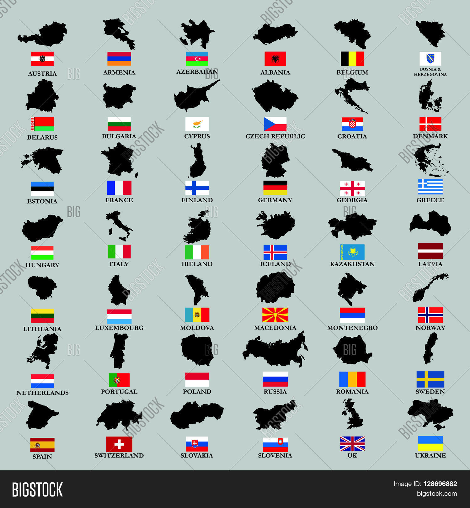 europe country territories with flag