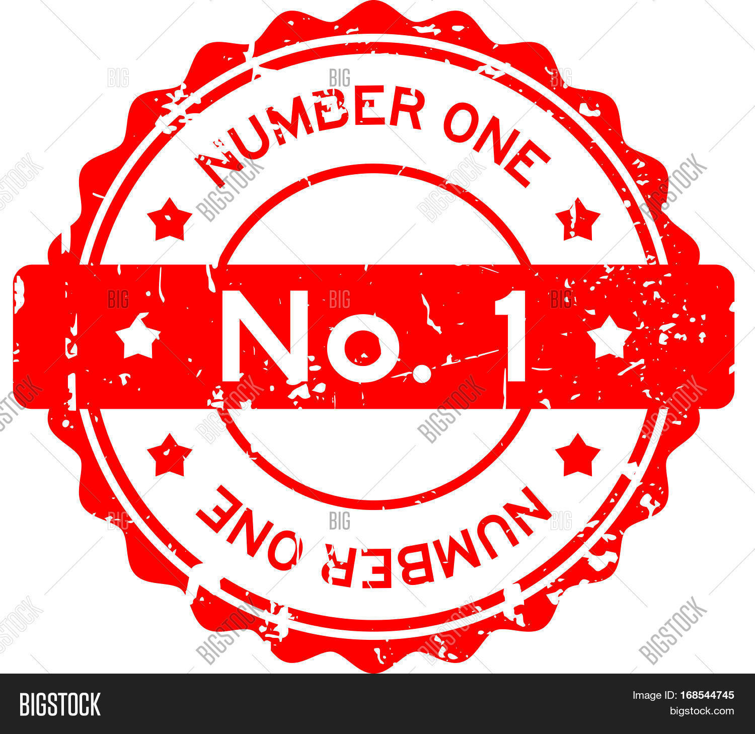 1 (number one) round rubber seal stamp on white background