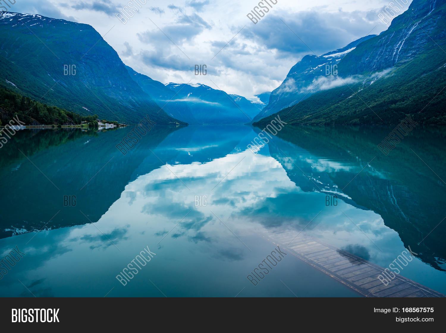 beautiful nature norway natural landscape. lovatnet lake.