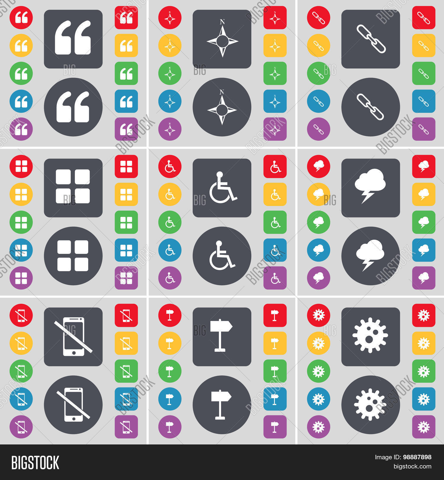 quotation mark, compass, link, apps, disabled person, lightning